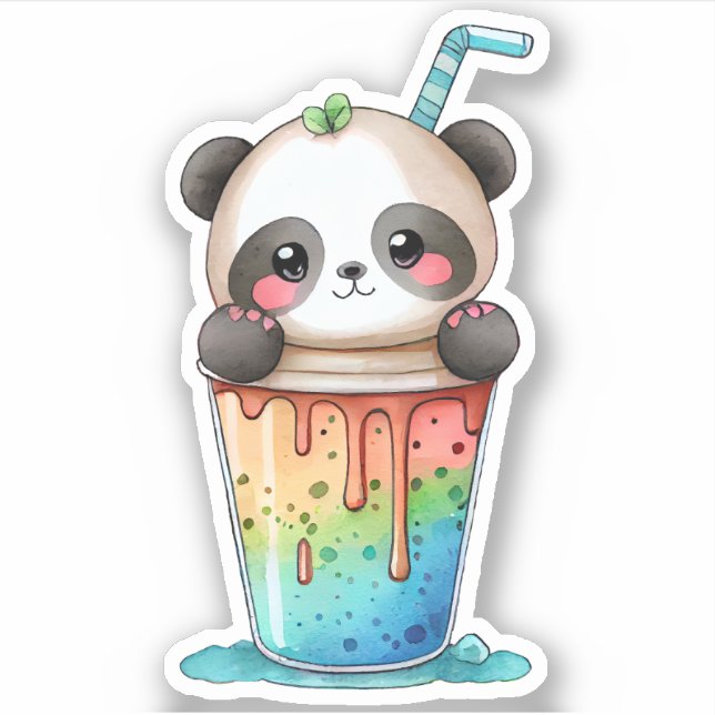 Sticker Boisson Kawaii Panda (Devant)