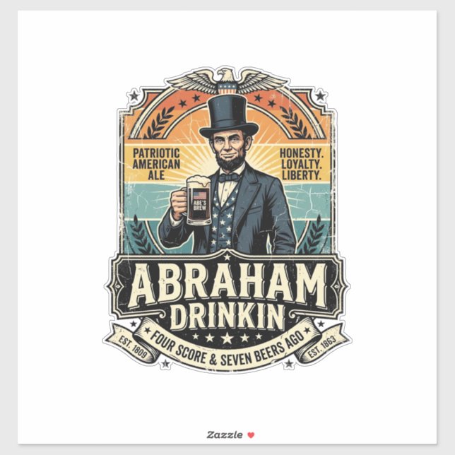 Sticker Boisson Patriotique Abraham Rétro Détresse (Feuille)