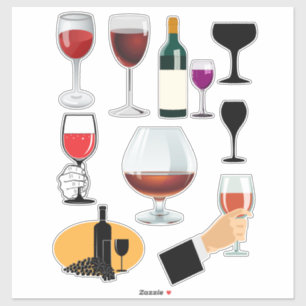 Sticker Boissons de vin Verres Cocktails Booze d'alcool Ar
