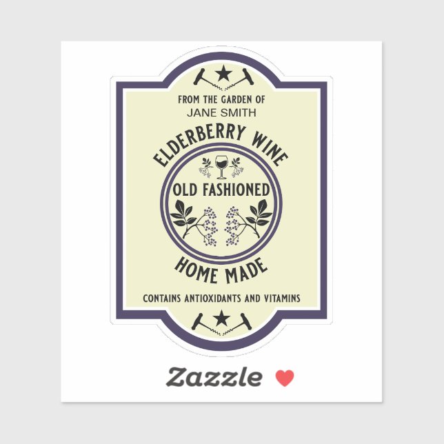 Sticker Boissons personnalisées à base de sureau faits mai (Feuille)