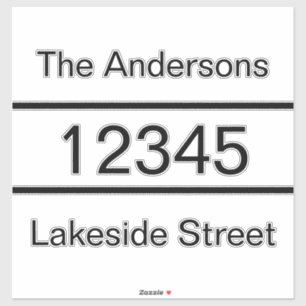 Sticker Boîte aux lettres d'adresse de nom noir simple