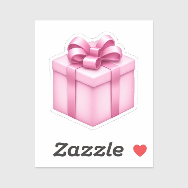 Sticker Boîte cadeau rose Emoji (Feuille)