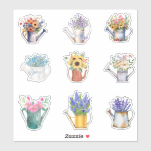 Sticker Boîtes d'aquarelle à fleurs