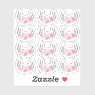 Sticker Boîtes Florales Rustiques Blush Rose Élégant 12 Pi