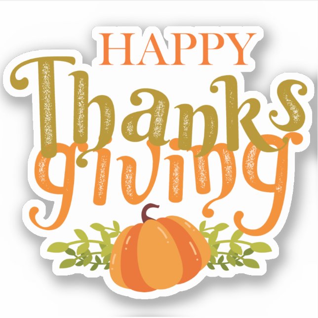 Sticker Bon thanksgiving Brown foncé Automne Jaune Citroui (Devant)