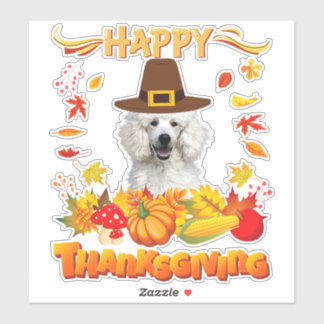 Sticker bon thanksgiving chien de caniche je remercie mon