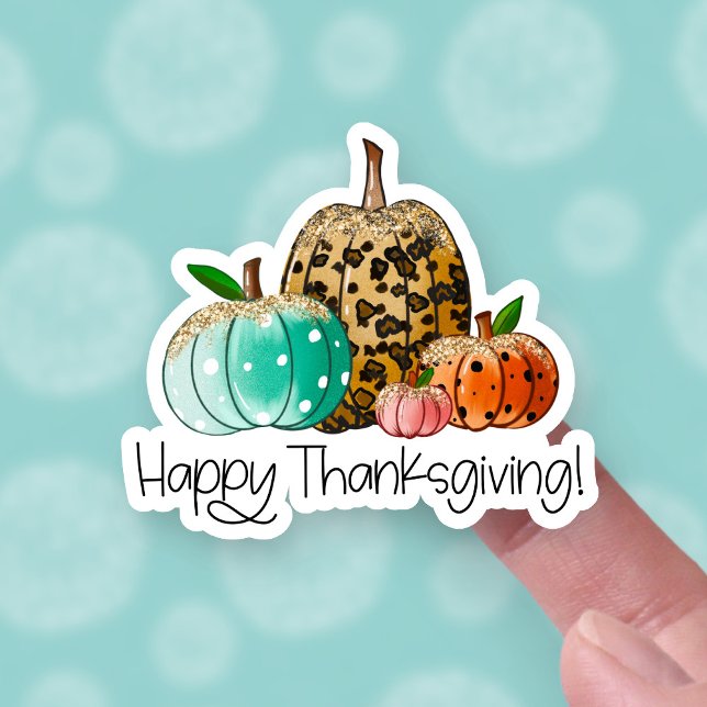 Sticker Bon thanksgiving Cute Parties scintillant Citrouil (Créateur téléchargé)