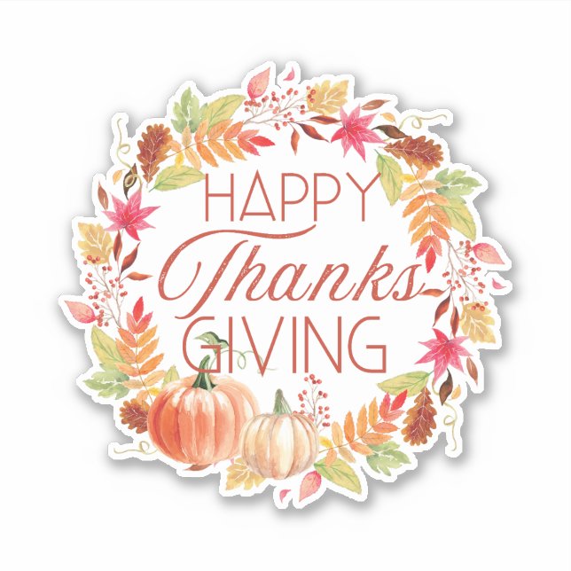 Sticker Bon thanksgiving Floral Automne Wreath (Devant)