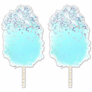 Sticker Bonbons de coton mignon bleu et argent parties sci