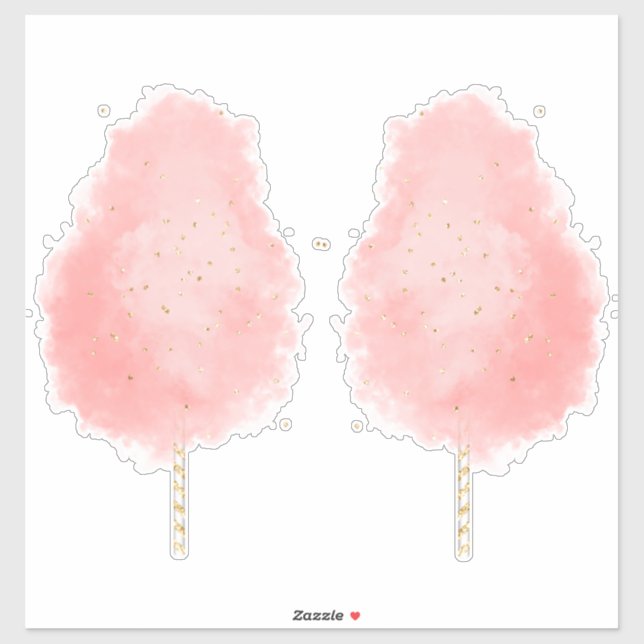 Sticker Bonbons de coton parties scintillant rose pêche or (Feuille)