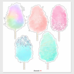 Sticker Bonbons de coton pastel aquarelle et brillant mign