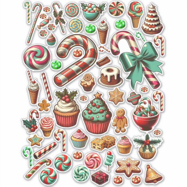 Sticker Bonbons et friandises de Noël Clipart (Devant)