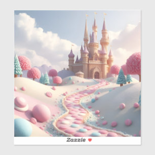 Sticker Bonbons Rose Neige Terre Fée Château