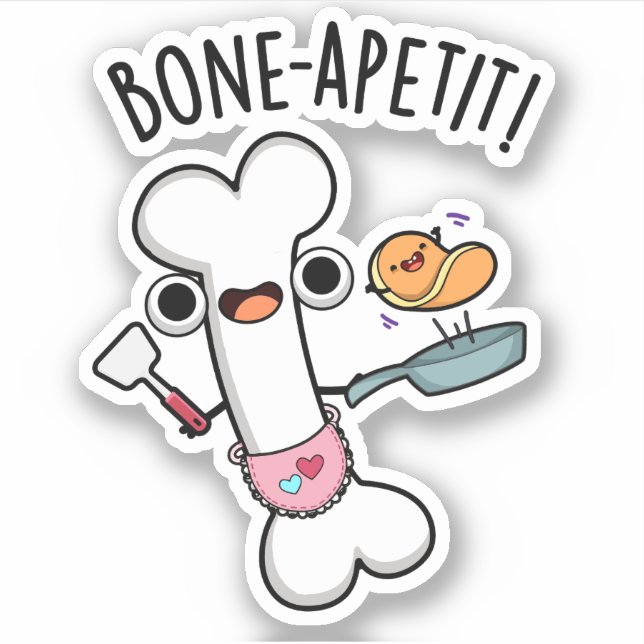 Sticker Bone Apetit Funny Cuisine Pun (Devant)