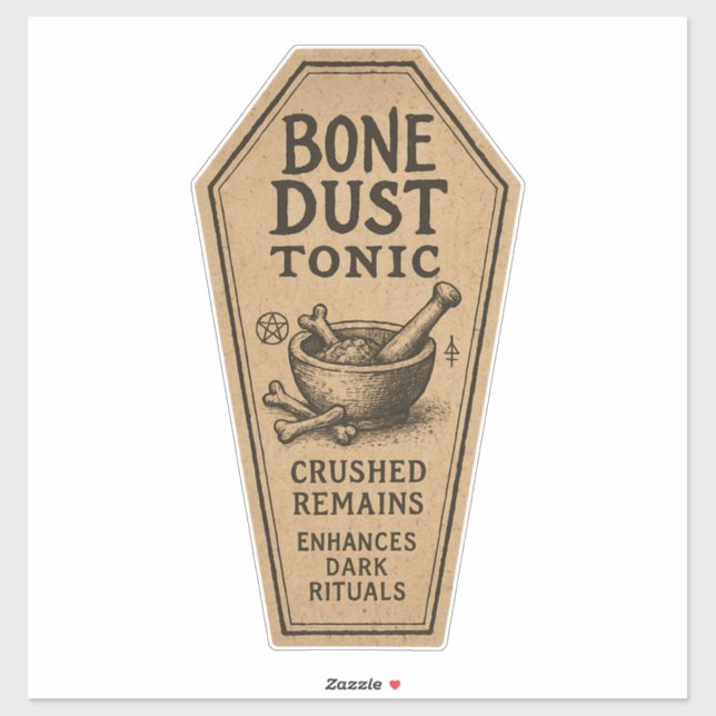 Sticker Bone Dust Tonic - Halloween Apothecary Label (Feuille)