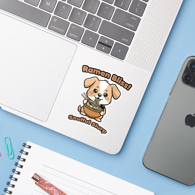 Sticker Bonheur de Ramen (Ordinateur portable avec iPhone)