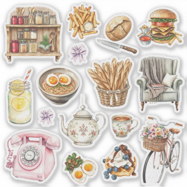 Sticker Bonheur Esthétique : Pack d'autocollants minimalis (Devant)