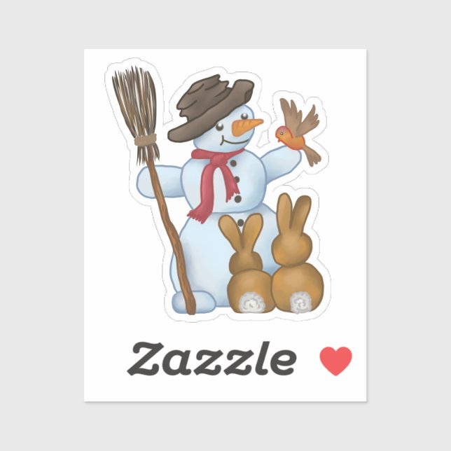 Sticker Bonhomme de neige avec animaux (Feuille)