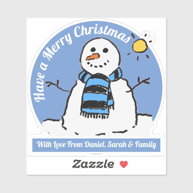 Sticker Bonhomme de neige avec message de Noël ! (Feuille)