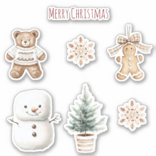 Sticker Bonhomme de neige de Noël mignon à la menthe
