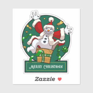 Sticker Bonhomme de neige drôle Joyeux Noël Surprise Dessi