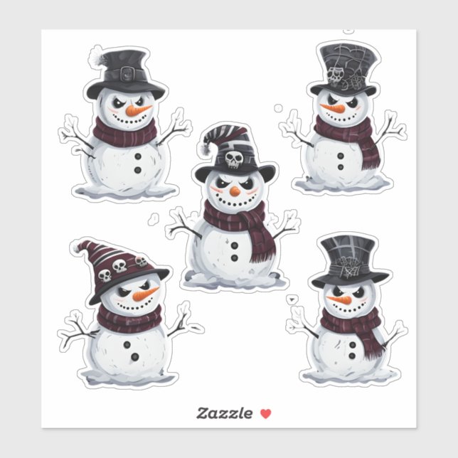 Sticker Bonhomme de neige gothique (Feuille)