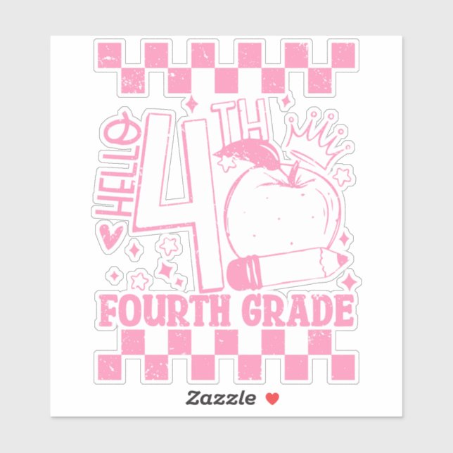 Sticker Bonjour 4e année de retour à l'école enseignant ro (Feuille)