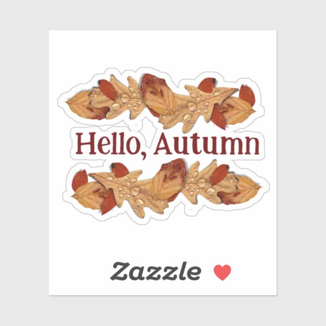 Sticker Bonjour, Feuilles d'automne (Feuille)