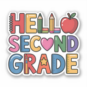 Sticker Bonjour Mette de 2e année Retour à l'école
