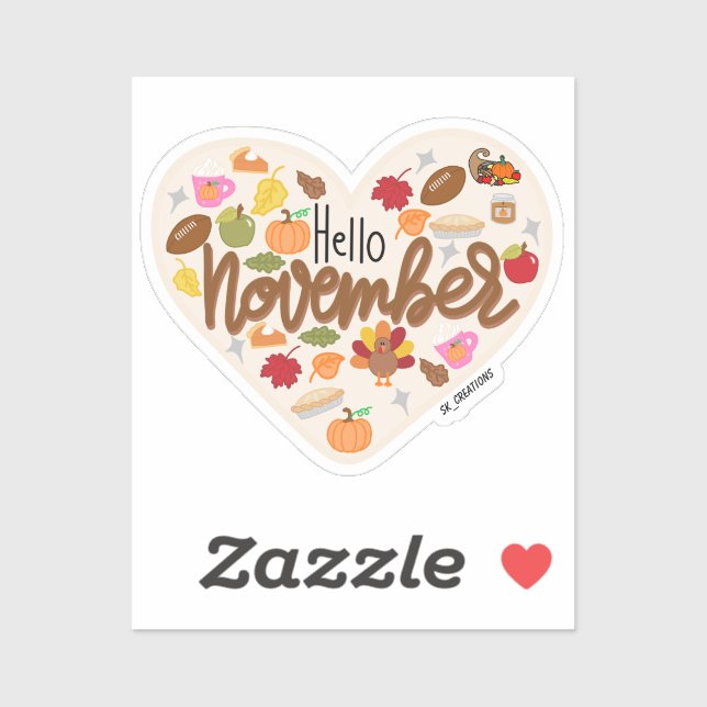 Sticker Bonjour novembre (Feuille)