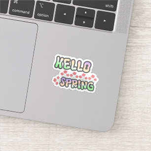 Sticker Bonjour Printemps Affiche aux motifs floraux fra