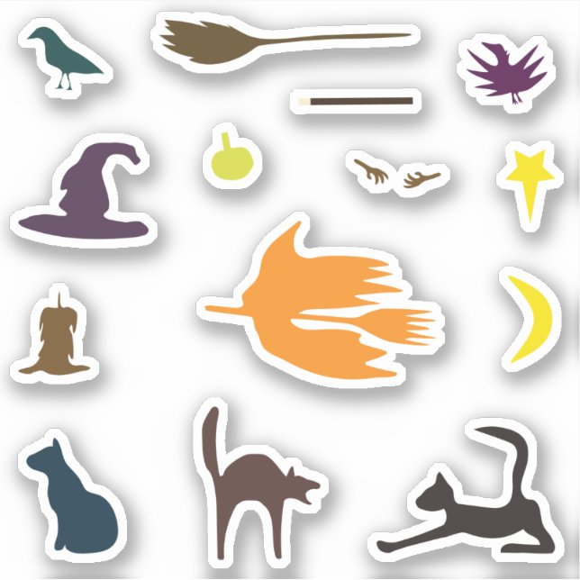Sticker Bonjour sorcière - Halloween pack autocollant. (Devant)
