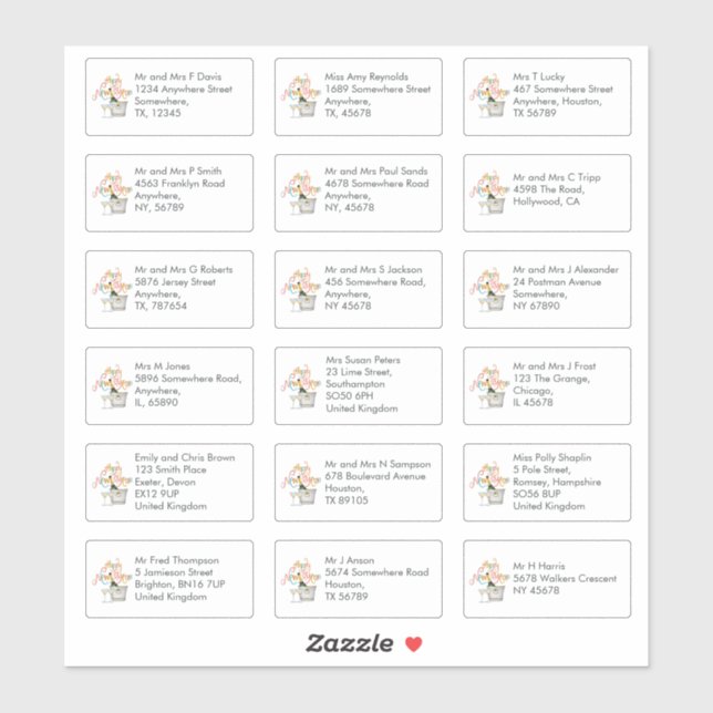 Sticker Bonne année Bénéficiaires individuels Nom Adresse (Feuille)