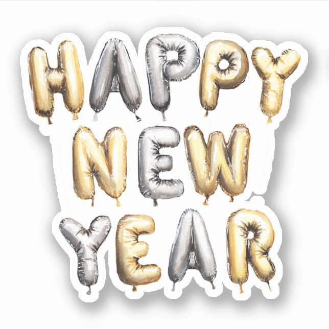 Sticker Bonne année gris or (Devant)