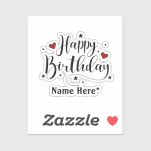 Sticker Bonne Anniversaire Minimaliste Typographie Calligr