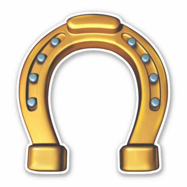 Sticker Bonne chance vinyle en fer à cheval doré (Devant)