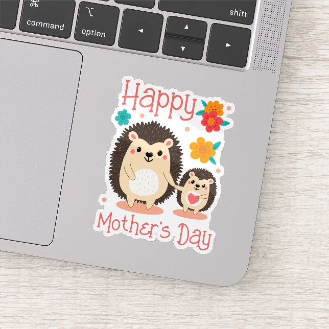 Sticker Bonne fête des Mères Maman et bébé hérisson (Détail)