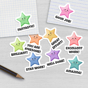 Sticker Bonne Rainbow Stars Bon Travail Étudiant