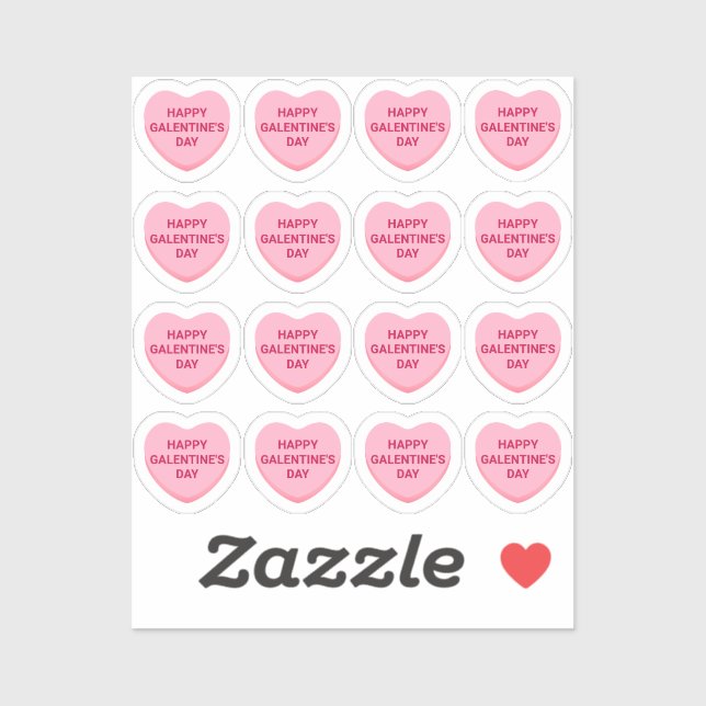 Sticker Bonne Saint-Galentin rose 16 coeurs de conversatio (Feuille)