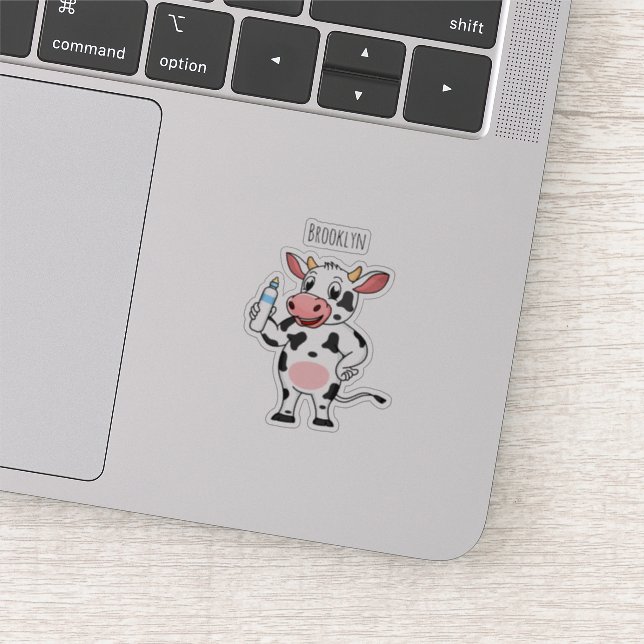 Sticker Bonne vache avec dessin animé de biberon (Détail)