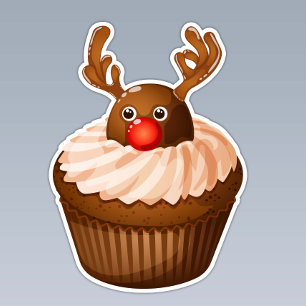 Sticker Bons Antlers Chocolat Cupcake Reindeer de Noël