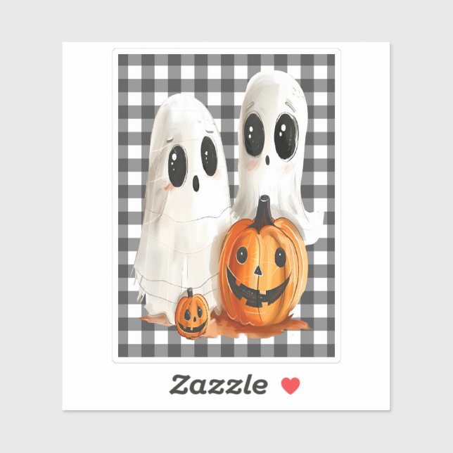 Sticker Bons fantômes d'Halloween et jack-o-lanterne (Feuille)
