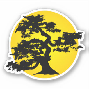Sticker Bonsai Sihouette Sun