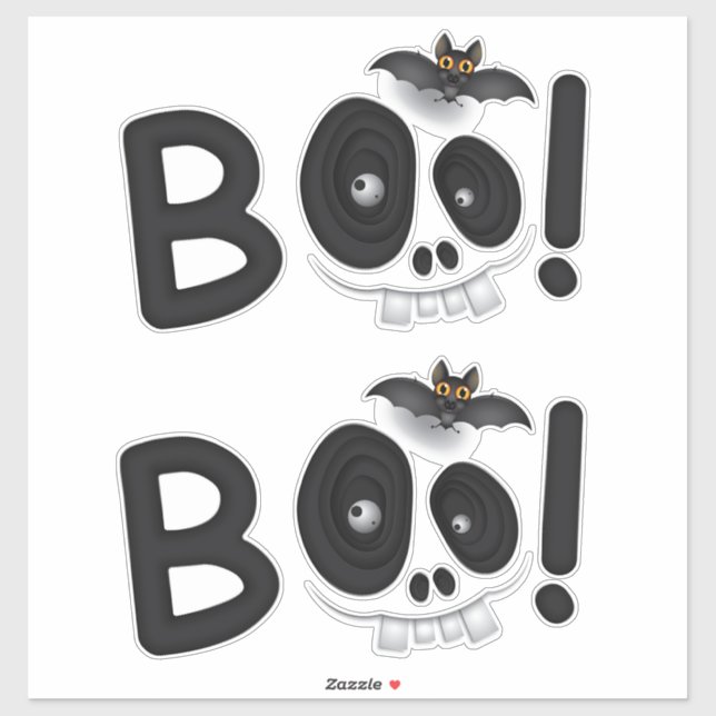Sticker BOO avec une Morsure – Lettres Halloween Chauve-So (Feuille)