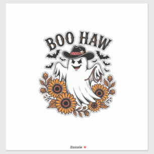 Sticker Boo Haw Cow-boy Fantôme Tournesols Chauves-souris
