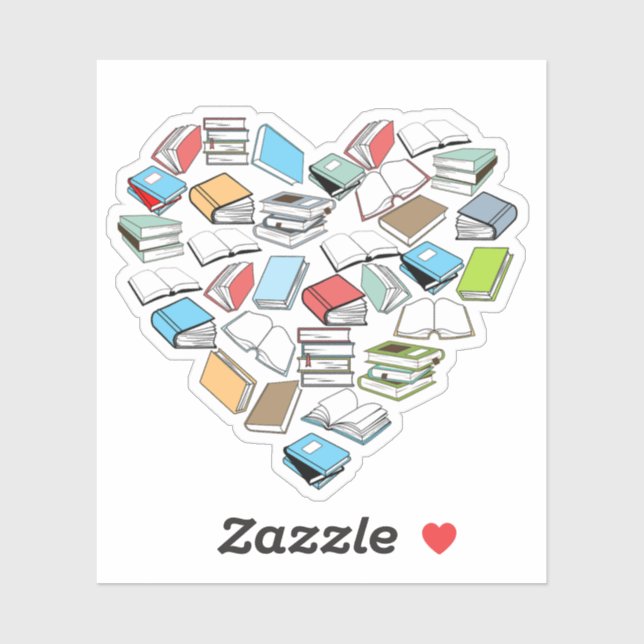 Sticker Book Heart Bookish Aesthetics Book Lover (Feuille)