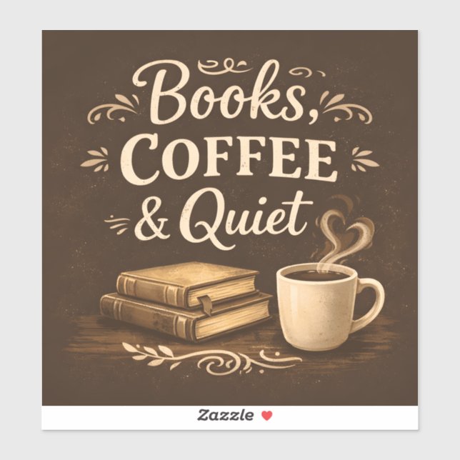 Sticker Books, Coffee & Quiet – Dark Academia Book Lover (Feuille)
