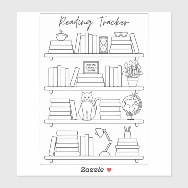 Sticker Bookshelf Reading Log Tracker Book Spine Coloring  (Feuille)