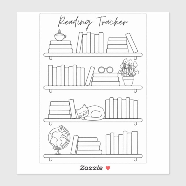 Sticker Bookshelf Reading Log Tracker Book Spine Coloring  (Feuille)