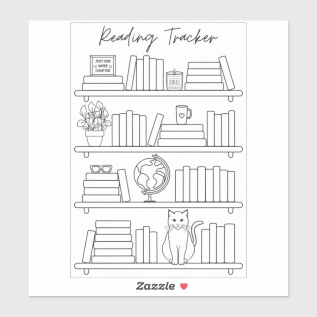 Sticker Bookshelf Reading Log Tracker Book Spine Coloring  (Feuille)